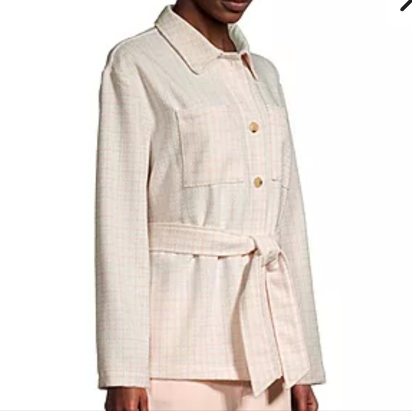 Liz Claiborne Pale Peach Tweed Shacket with Belt - Picture 4 of 11